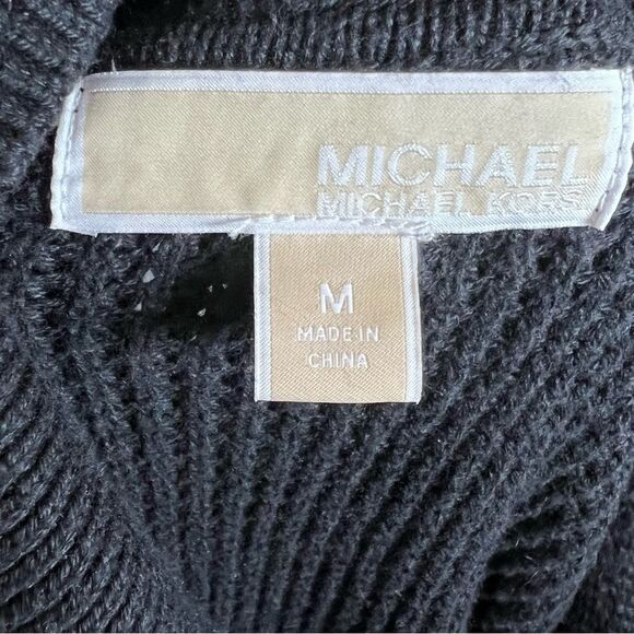 Michael Kors black cowl neck waffle knit sweater size medium - Picture 7 of 8